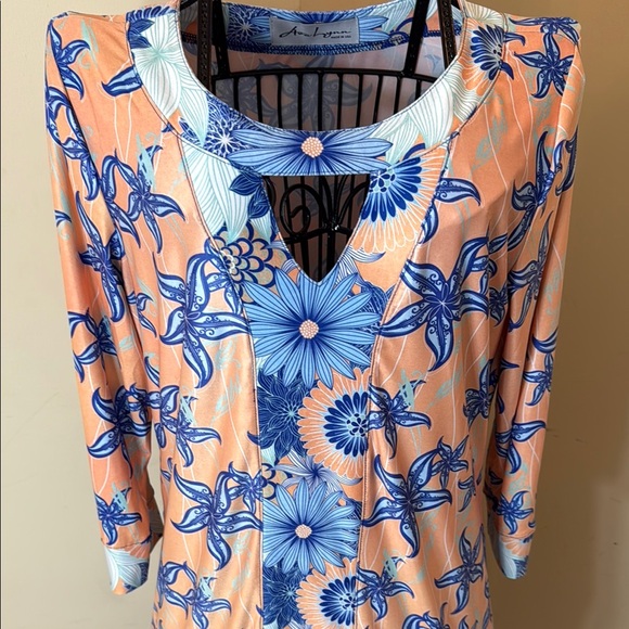 Ava Lynn Dresses & Skirts - Ava Lynn Floral Dress in Blue and Peach